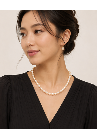 Real & Natural Single Line Pearl Necklace Set made with fresh water pearls Jewellery 4
