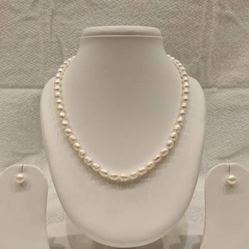 Real & Natural Single Line Pearl Necklace Set made with fresh water pearls Jewellery 5
