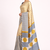 Cream printed satin saree with blouse piece