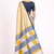 Cream printed satin saree with blouse piece