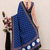 Blue printed satin saree with blouse piece