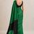 Green printed satin saree with blouse piece