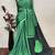 Green printed satin saree with blouse piece
