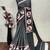 Black printed satin saree with blouse piece