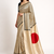 Beige printed satin saree with blouse piece