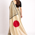 Beige printed satin saree with blouse piece
