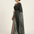 Black printed satin saree with blouse piece