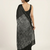 Black printed satin saree with blouse piece