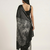 Black printed satin saree with blouse piece
