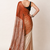 Rust printed satin saree with blouse piece
