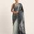 Grey printed satin saree with blouse piece