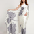 Grey printed satin saree with blouse piece