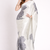 Grey printed satin saree with blouse piece
