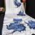 Blue printed satin saree with blouse piece