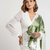 Green printed satin saree with blouse piece