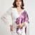 Purple printed satin saree with blouse piece