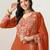 Orange color embroideried chinon semi stitched palazzo suit