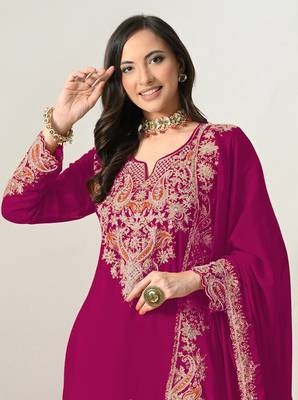 Cherry embroidered chinon palazzo suit 2