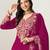 Cherry color embroideried chinon semi stitched palazzo suit