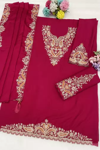 Cherry embroidered chinon palazzo suit