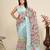 Women Sky Blue Floral Embroidered Designer Saree