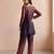 Purple fendi silk tie and dye short kurta with pant