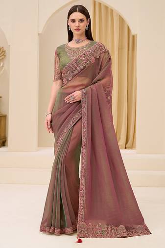 multicolor faux georgette embroidered saree