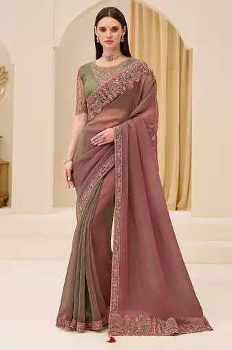 multicolor faux georgette embroidered saree