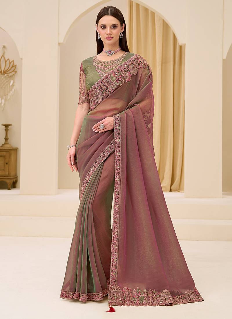 multicolor faux georgette embroidered saree