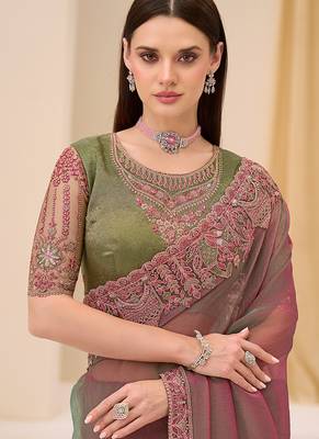 multicolor faux georgette embroidered saree 2