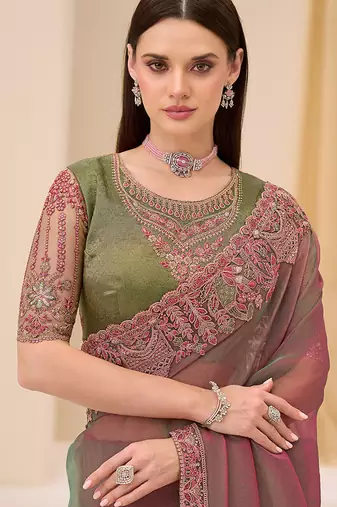 multicolor faux georgette embroidered saree