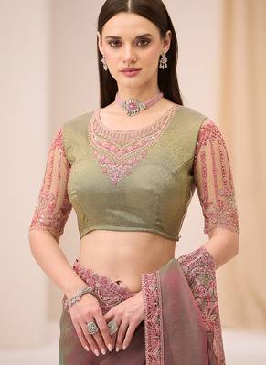 multicolor faux georgette embroidered saree 3