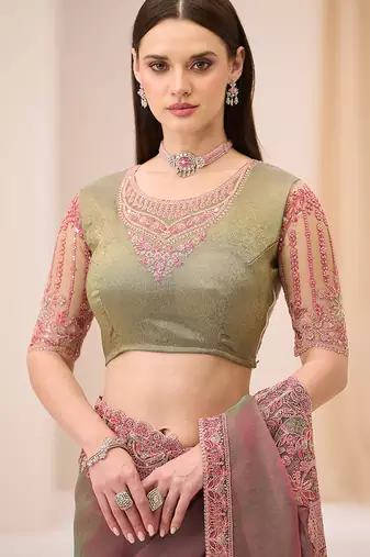 multicolor faux georgette embroidered saree