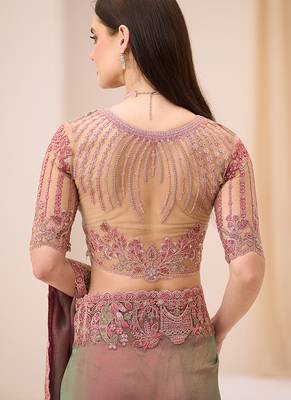 multicolor faux georgette embroidered saree 4