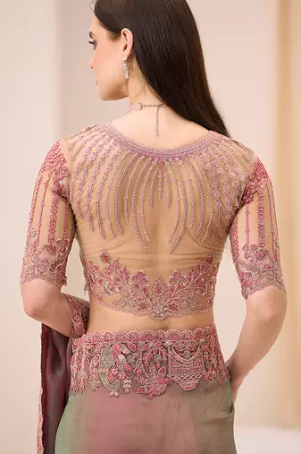 multicolor faux georgette embroidered saree