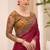 maroon faux georgette satin embroidered saree