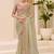 pista green faux tissue embroidered saree