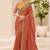 silk blend embroidered saree in rust 