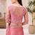 powder pink shimmer faux satin embroidered saree