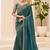 teal green faux tissue embroidered saree