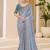 light grey shimmer faux satin embroidered saree