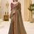 golden brown faux georgette embroidered saree