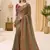 golden brown faux georgette embroidered saree
