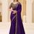 violet faux chiffon satin embroidered saree