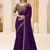 violet faux chiffon satin embroidered saree