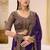violet faux chiffon satin embroidered saree