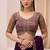 violet faux chiffon satin embroidered saree