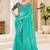 turquoise blue faux georgette embroidered saree