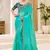 turquoise blue faux georgette embroidered saree