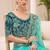 turquoise blue faux georgette embroidered saree